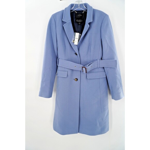 J. Crew Lady Day Double Cloth Italian Wool Belted Topcoat Coat Blue Sz8 NWT $450 - Picture 4 of 17